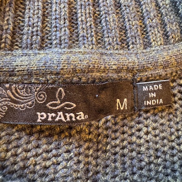 Prana Archer Sweater Dress Medium Green Pockets Snap Cowl Collar Cozy Organic - Picture 7 of 8